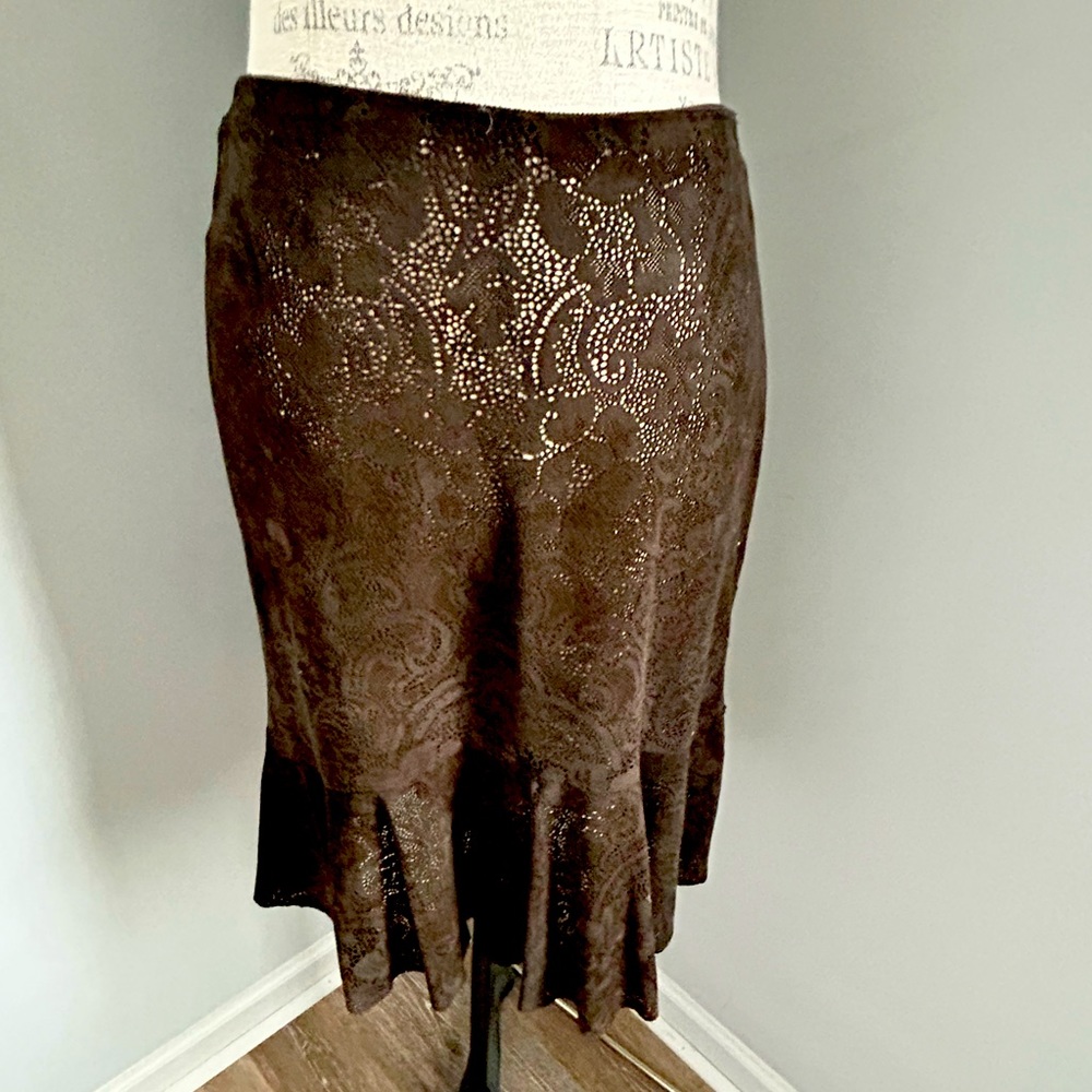 Beautiful brown suede skirt.